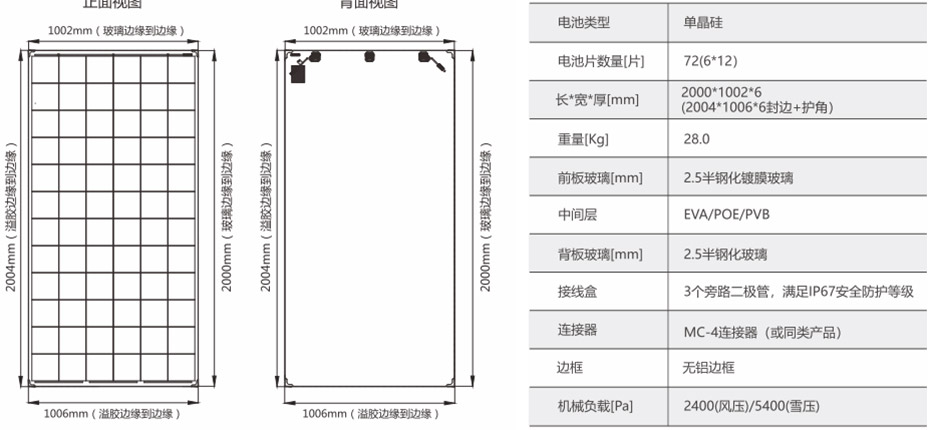 雙玻單面組件DM72(S)